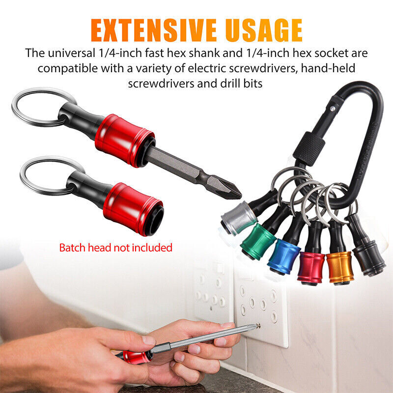 14PCS 1/4" Hex Shank Quick Release Keychain Screwdriver Drill Bit Holder Bit Set