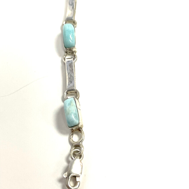 Silver-Aqua Larimar Sterling Silver Bracelet