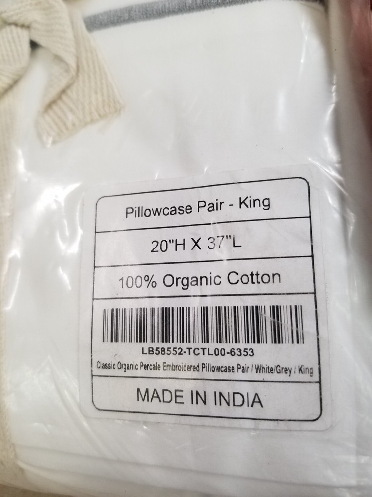 Quince - Pillowcase Pair - King 20" x 37" - White Grey