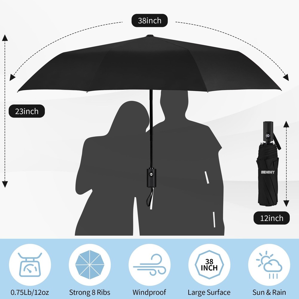 Windproof Travel Umbrella, Automatic Umbrellas for Rain, Portable & Compact U...