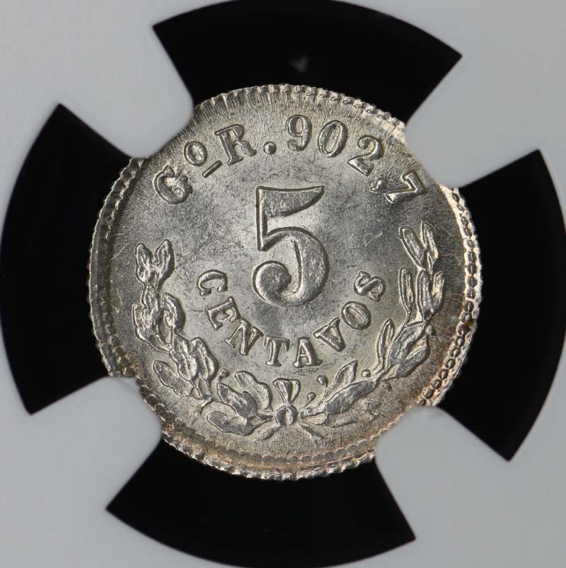 1886GO R MEXICO 5C NGC MS66