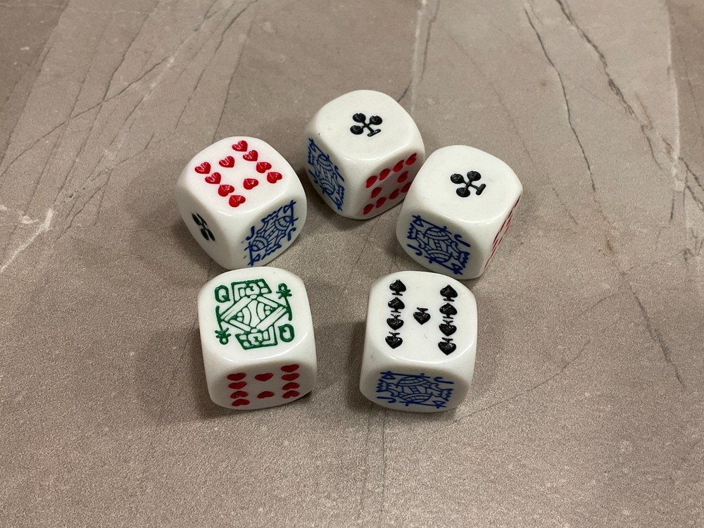 Vintage Poker Dice Set Five 5 Dice