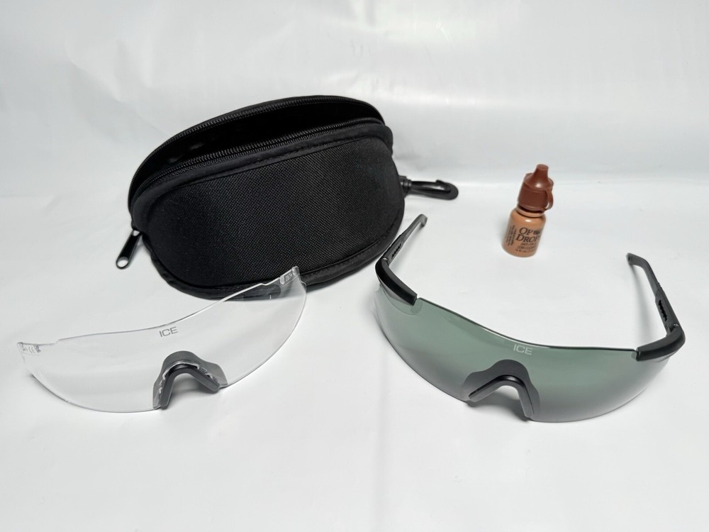 ESS ICE Eyeshield Ballistic Shooting Glasses Bendable Frames Clear & Dark Lens