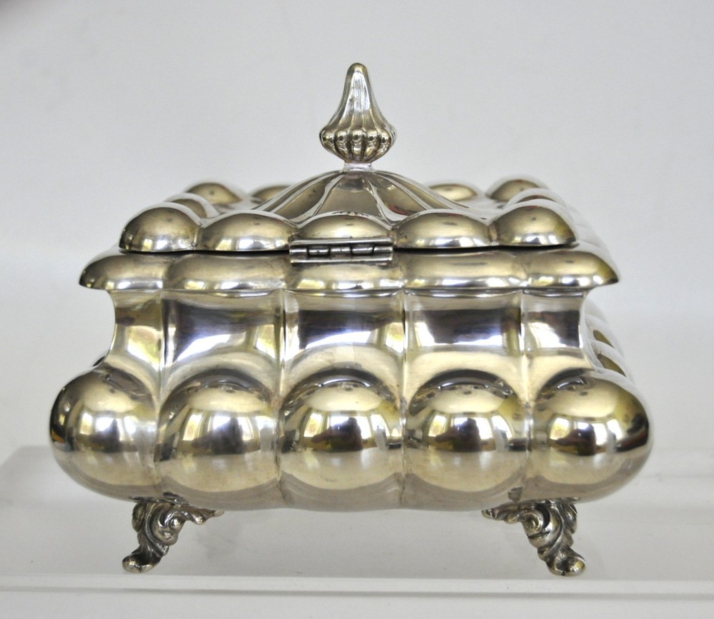 Vtg. 835 sterling silver bombe-shaped lidded box