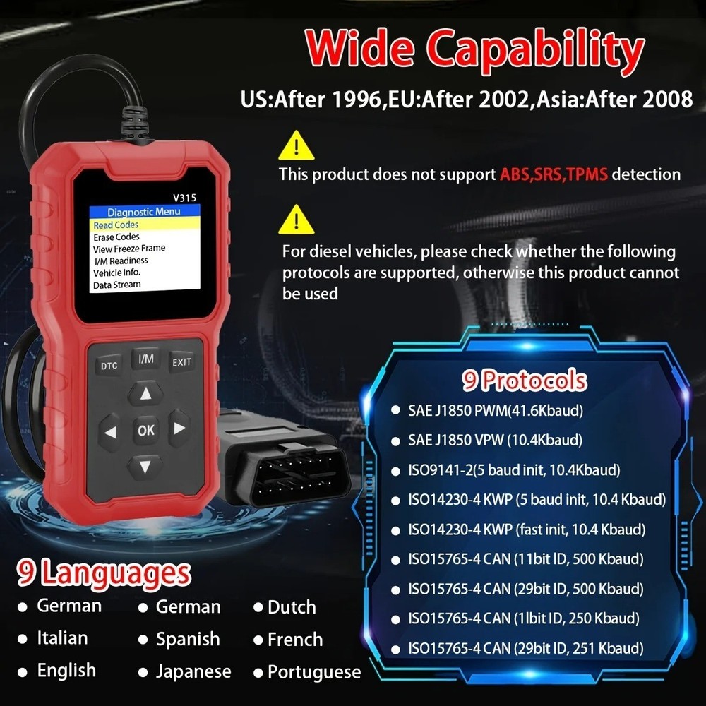 USB Powered 2026 Car OBD2 Scanner - Advanced Engine Diagnostic Tool, with Code R