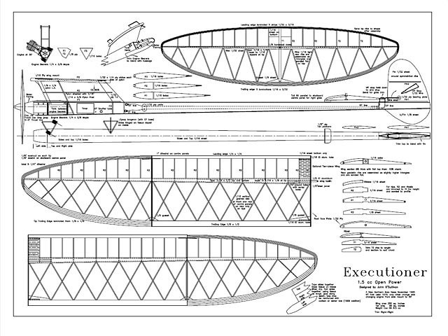 Executioner FF 52" Wingspan RC Model Airplane Printed Plans Templates