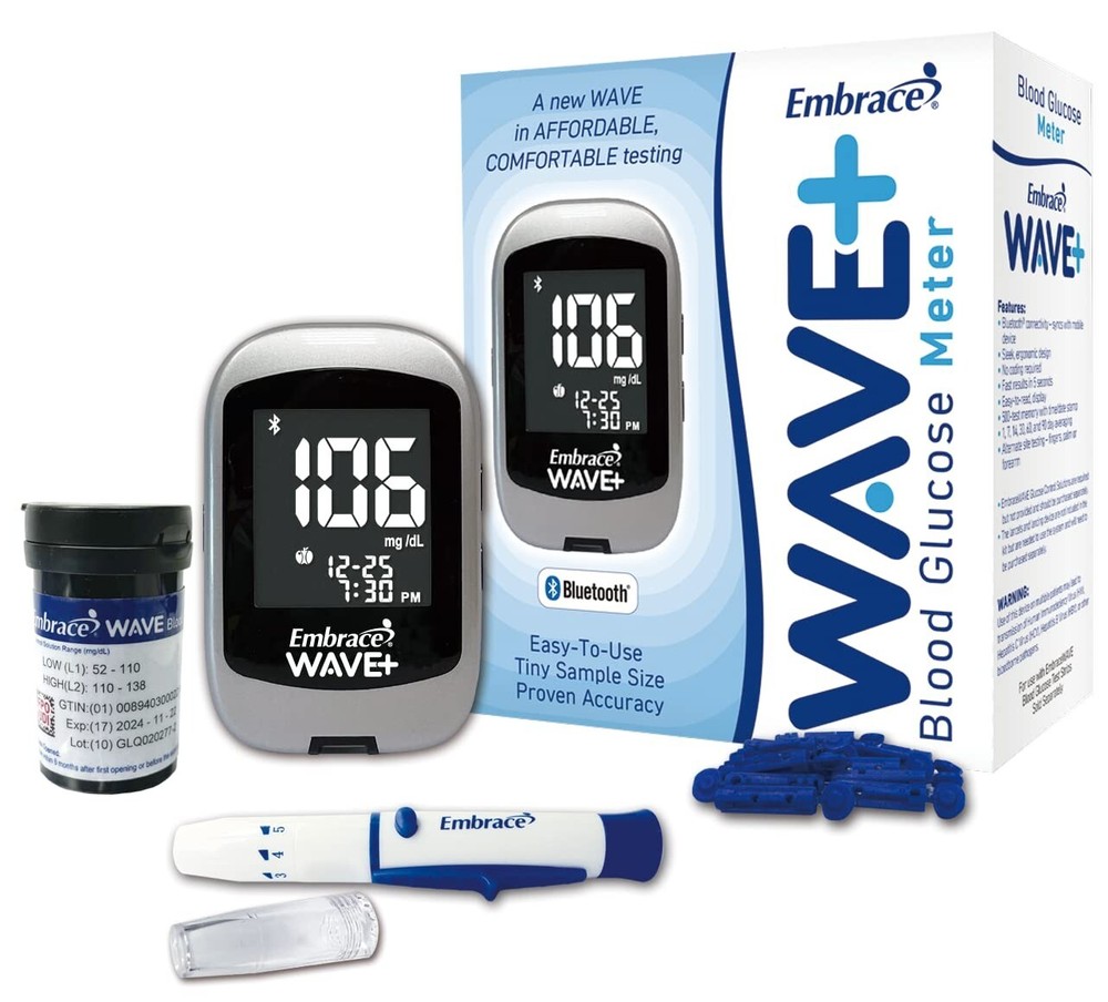 Embrace WAVE+ Bluetooth Diabetes Testing Kit
