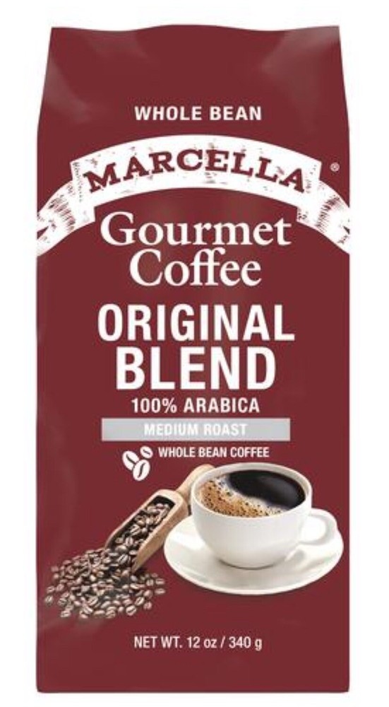 Marcella Arabica Medium Roast, Original Blend, Whole Bean Coffee, 12 oz
