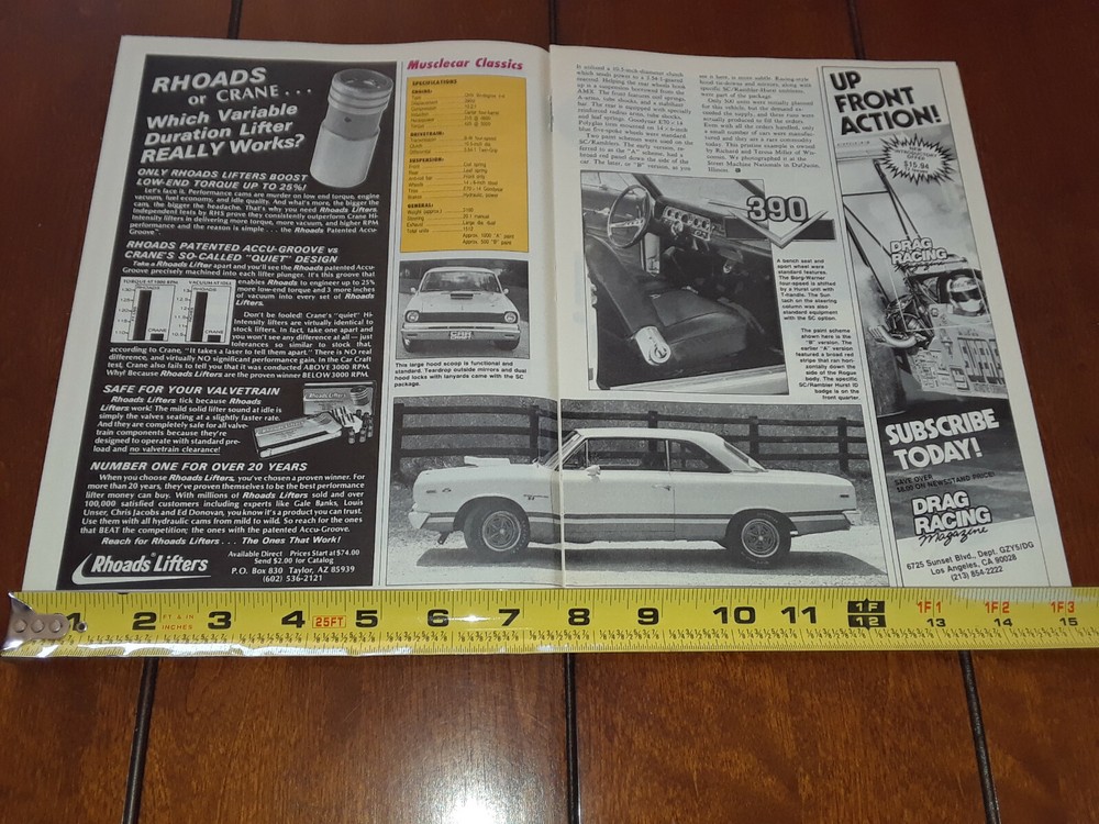 1969 AMC SC RAMBLER HURST ORIGINAL 1990 ARTICLE