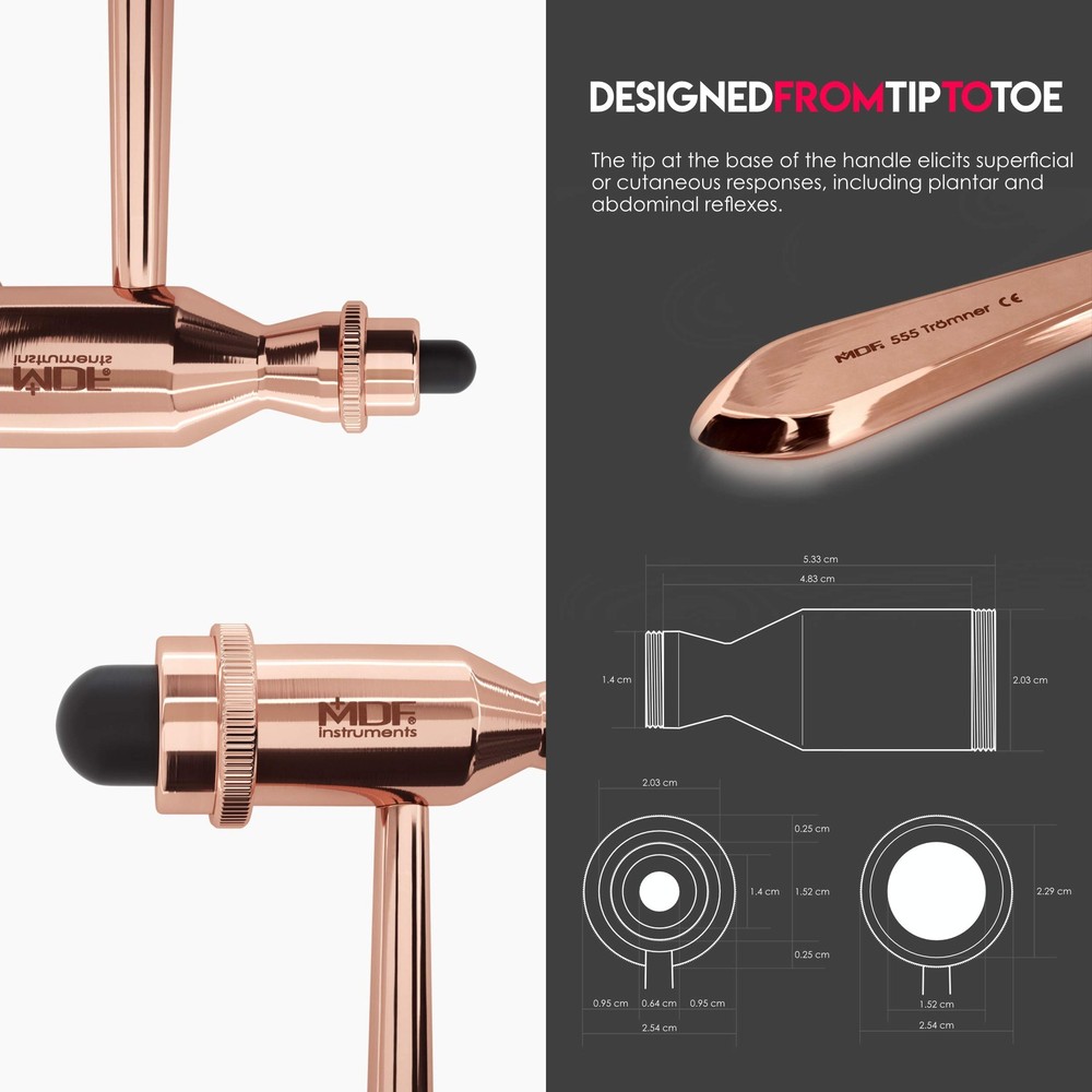 , Rose Gold Tromner Neurological Reflex Hammer with Pointed Tip Handle for Cu...
