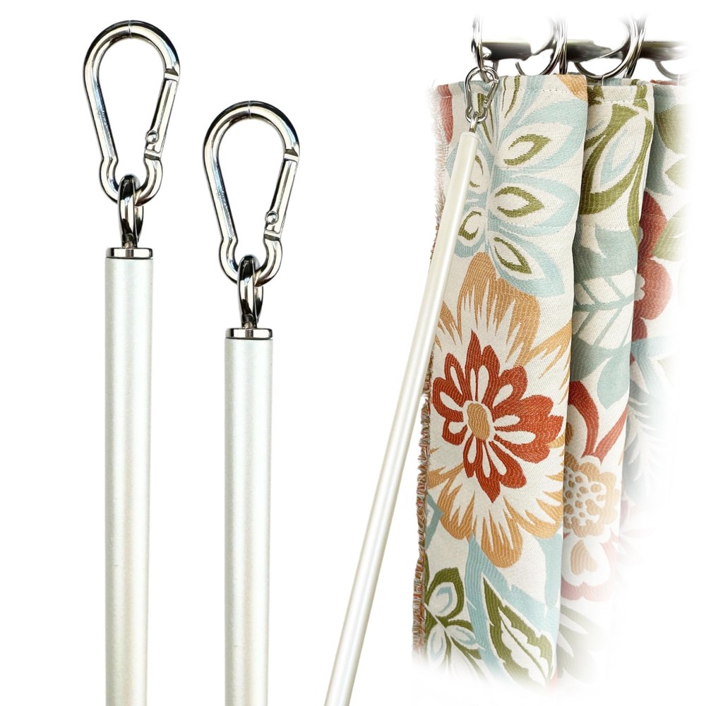 36 inch (2 Pack) Pearl White Iron Curtain Pull Wand - Strong Drapery Pull Rod...