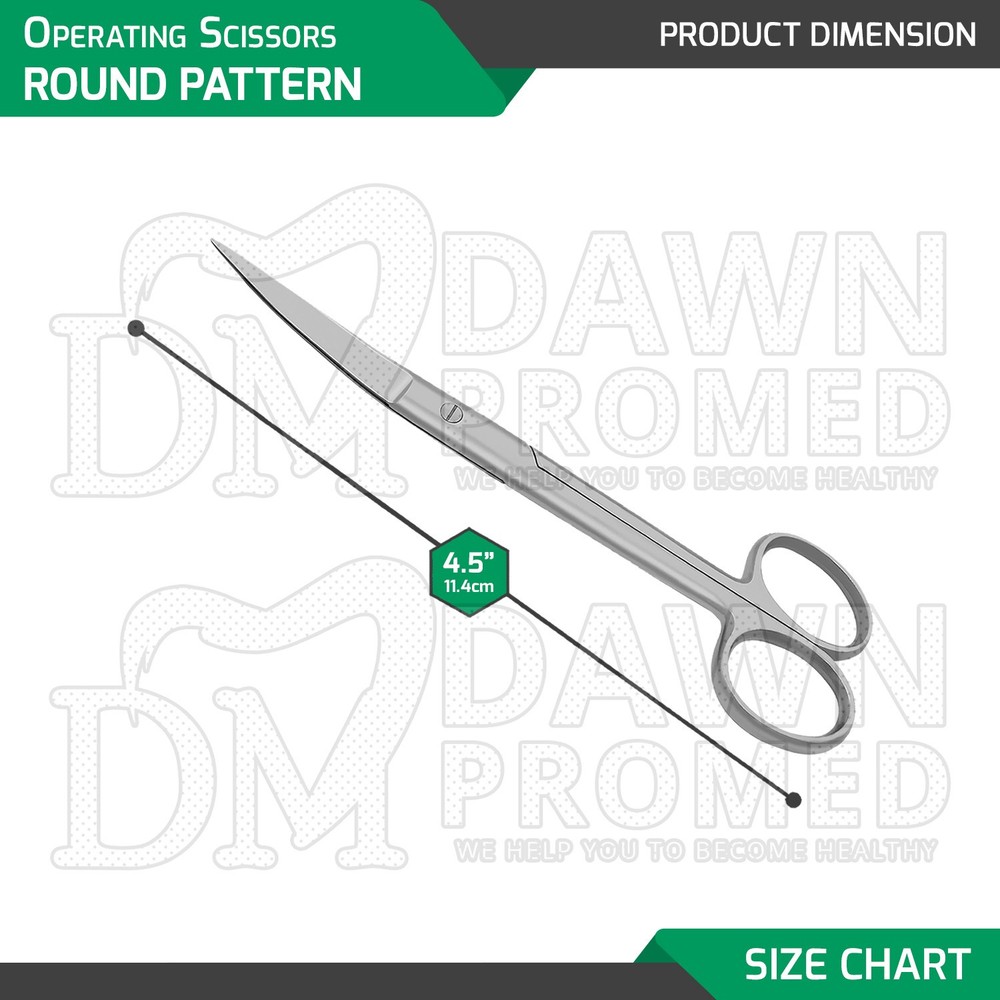 6 Pcs Operating Scissors 4.5" Curved Sharp Sharp Round Pattern Surgical Set