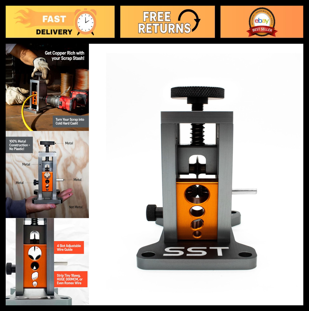 Wire Stripping Machine - Drill-Powered Scrap Wire Stripper with Adjustable Guide