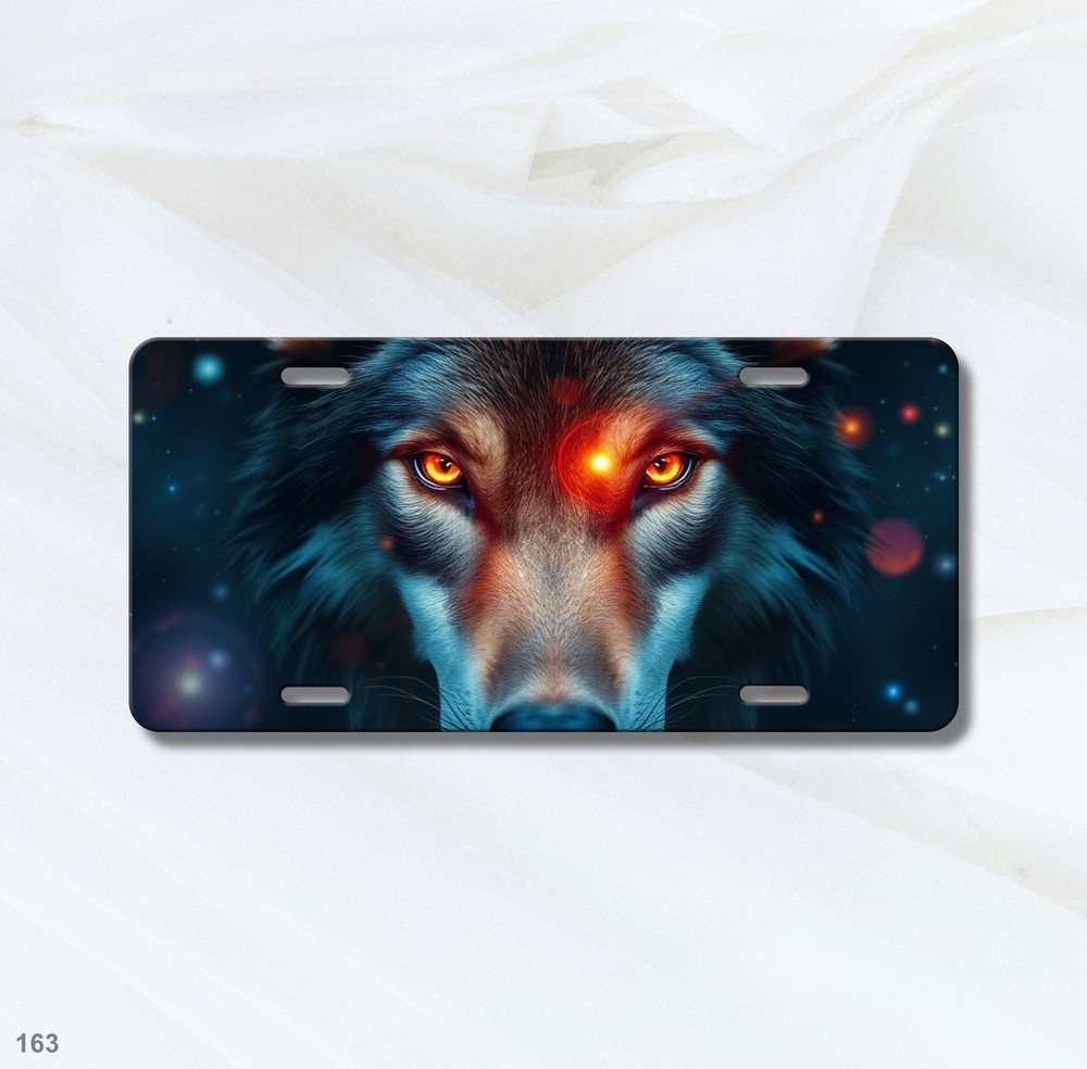 Powerful Wolf License Plate Optional Text Vanity Plate Gift Idea