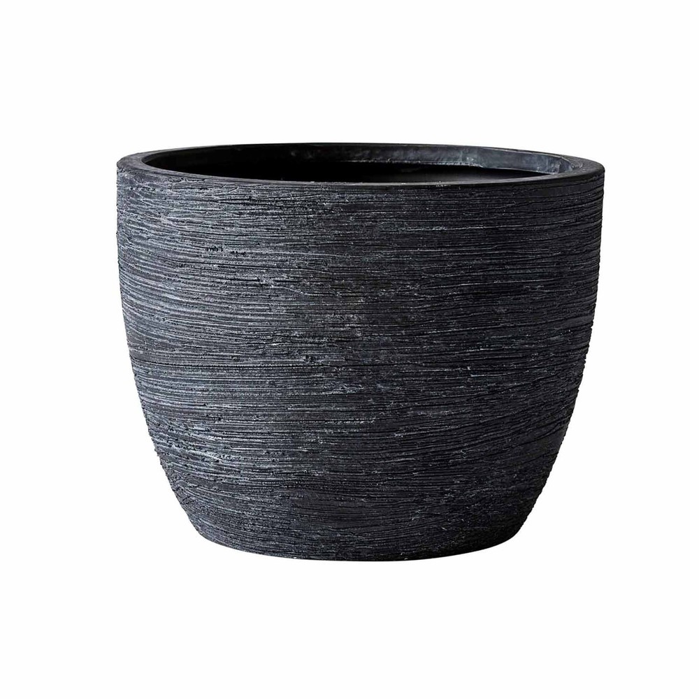 4.5" Textured Matte Ceramic Pot Black 1 Piece