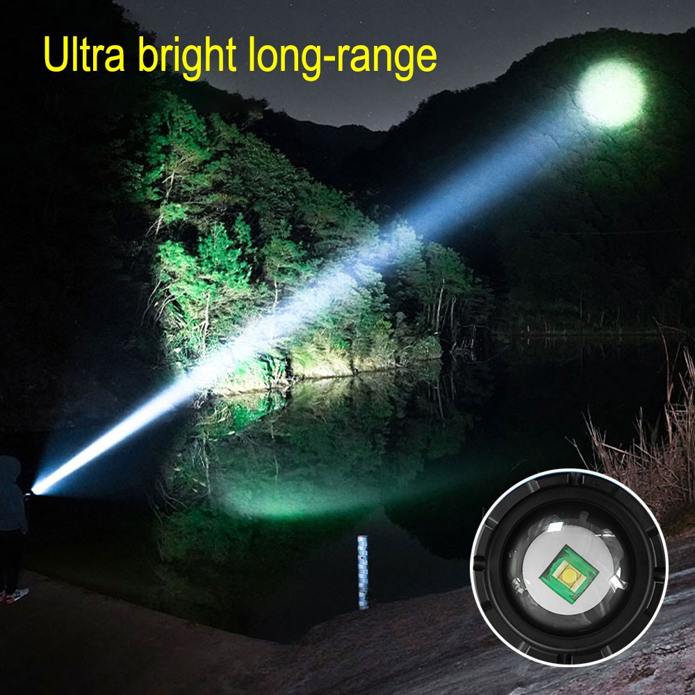 Super Bright White Laser LED Flashlight Camping Light USB Charging Zoom Torch