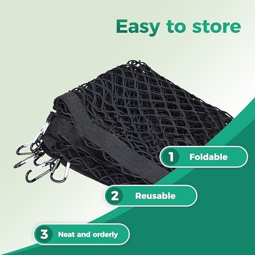 Stretchable Cargo Net(4'x4' Stretches to 7'x7') - Adjustable Elastic Trunk &