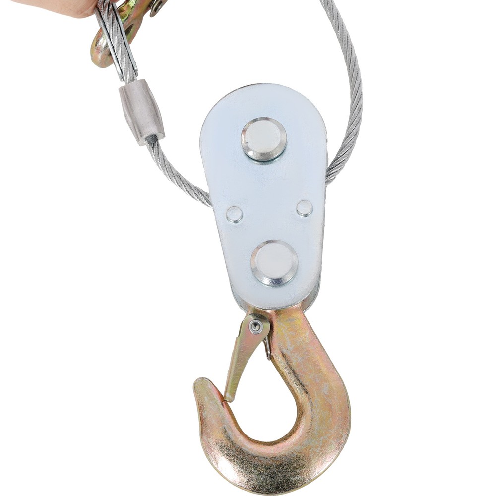 2T Hand Winch Puller Double Gear 3 Hooks 12FT Steel Cable Power Ratchet Puller