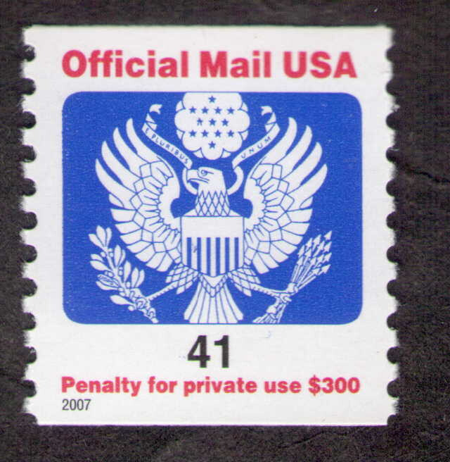 US.  O162. 41c. Eagle. Official Mail Coil Single. MNH. 2007