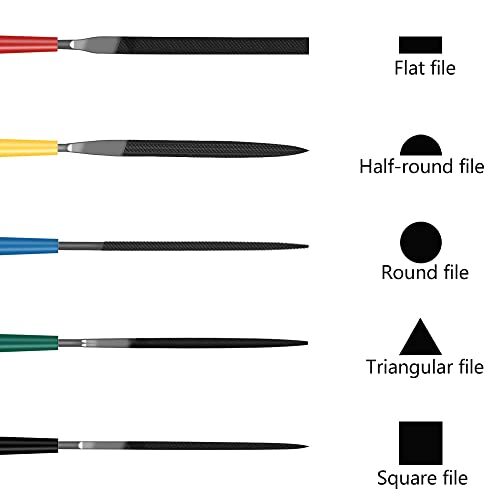 5pcs Mini Needle File Set with Synthetic Leather Case, Includes Flat, Square,