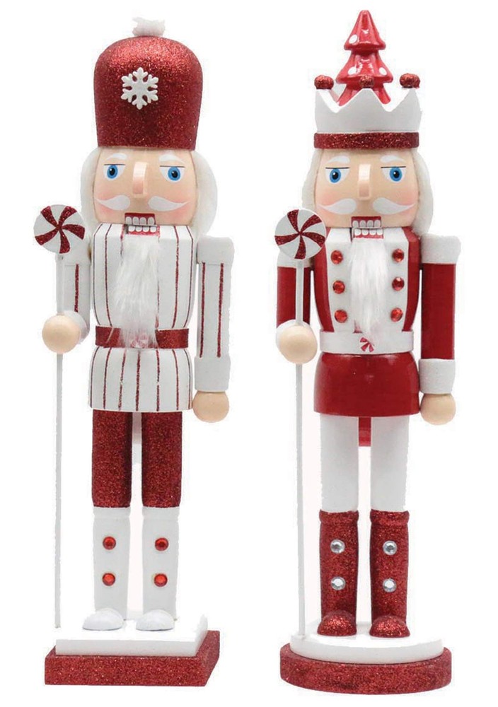 Santa's Workshop 15" Red Peppermint Nutcracker Set of 2