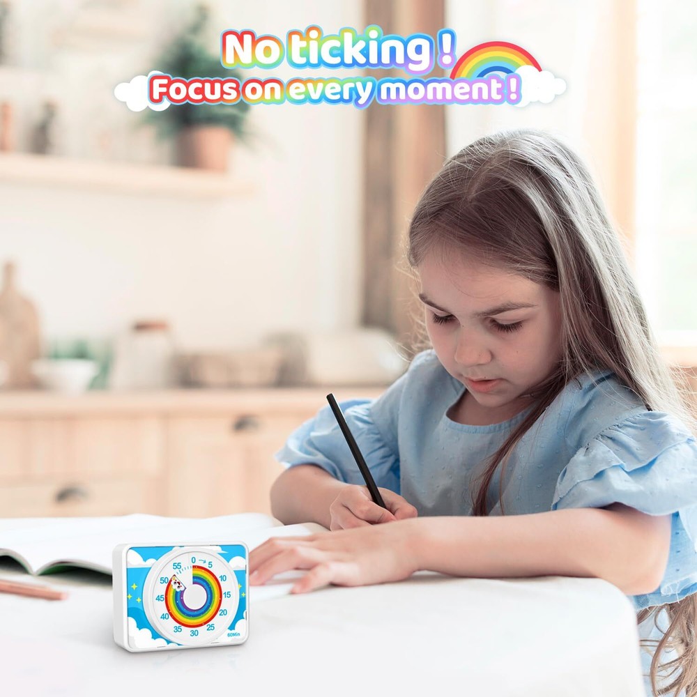 Visual Timer for Kids Rainbow 60 Min Countdown Tool for School Office Kitchen