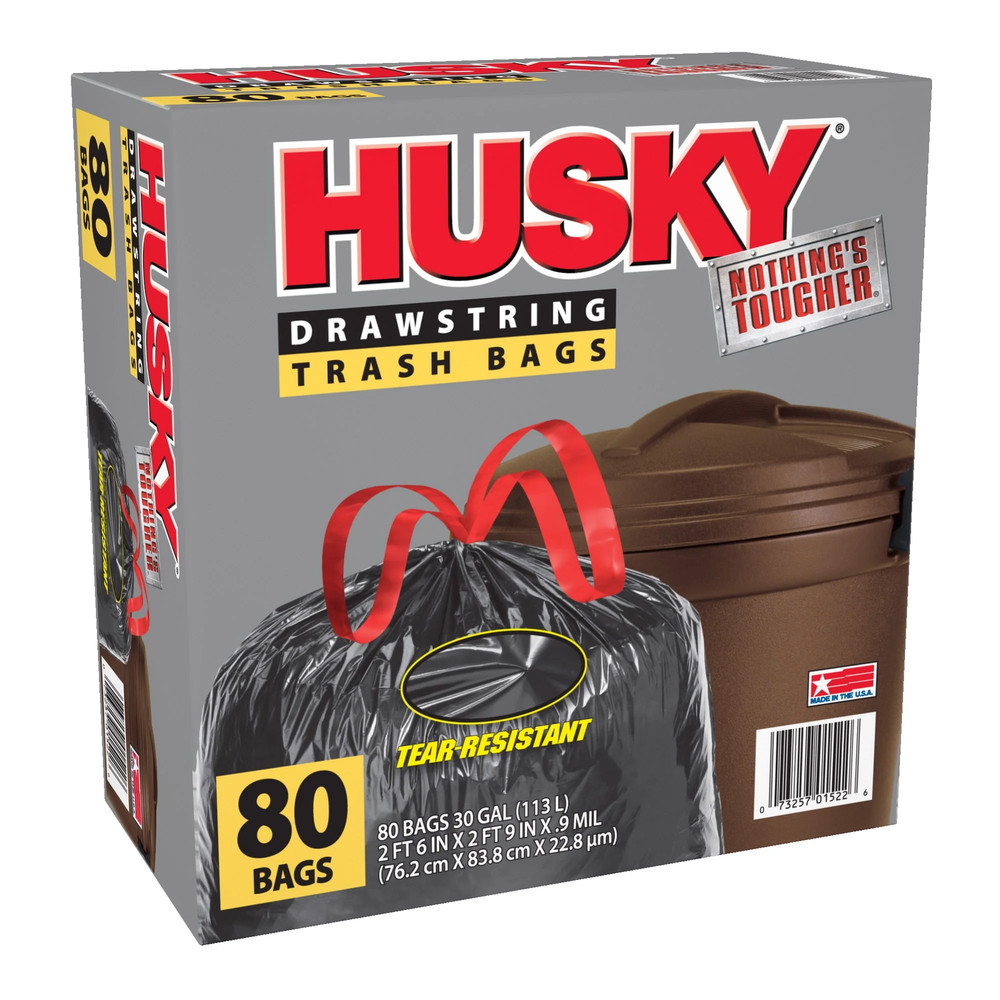 30 Gallon Large Drawstring Trash Bags, 80 Bags