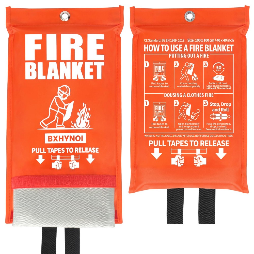 Fire Blanket for Kitchen and Home - 2 Pack 40"x 40" Fire Suppression Blanket ...