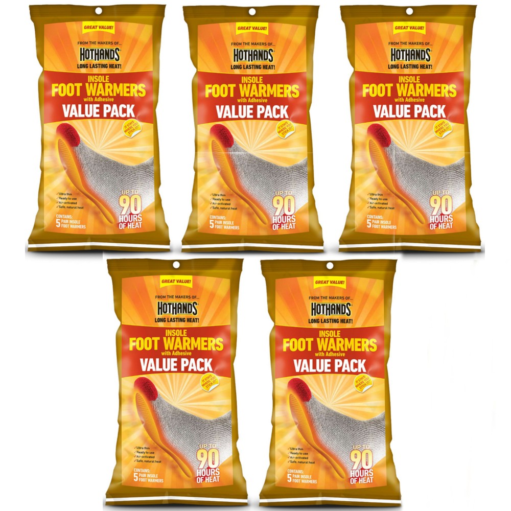 5 Pack Hothands Insole Foot Warmer 5 Pair Each Value Pack