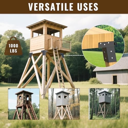 Deer Stand Brackets(4 Pcs ), 4"x 4" Deer Blind Deer Stand Bracket-Black