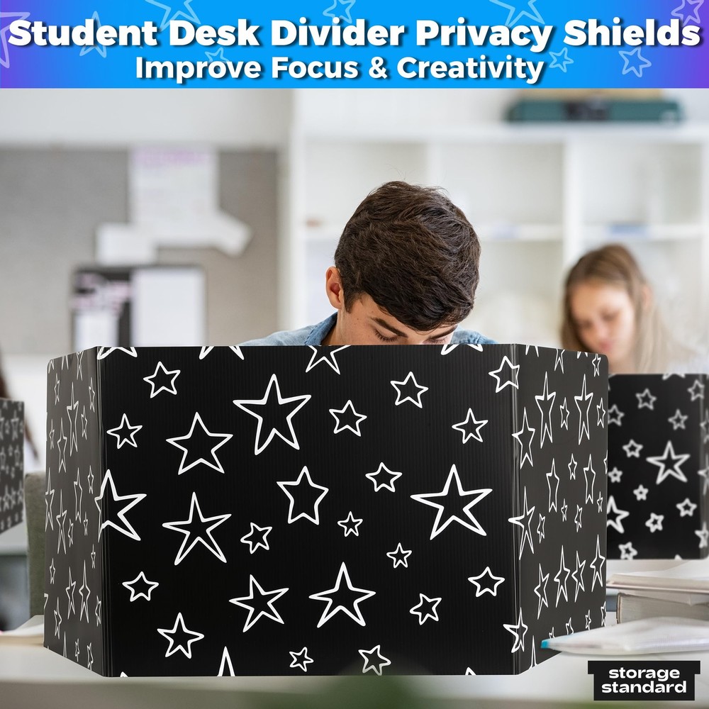 22-Pack Desk Dividers for Students - Star, Durable & Waterproof Plastic Study...