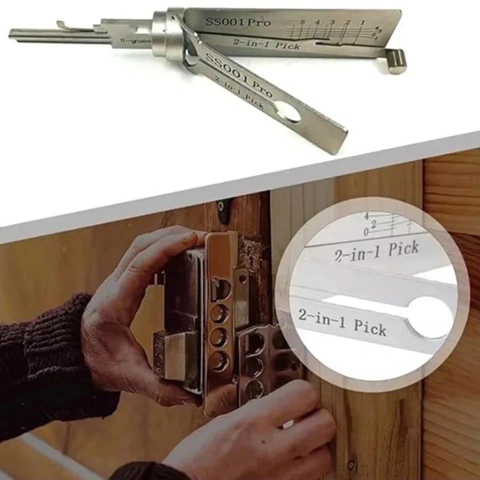 2-in-1 Stainless Steel Key Decoder SS001 PRO Lock Decoder Repair Tools-Free Ship