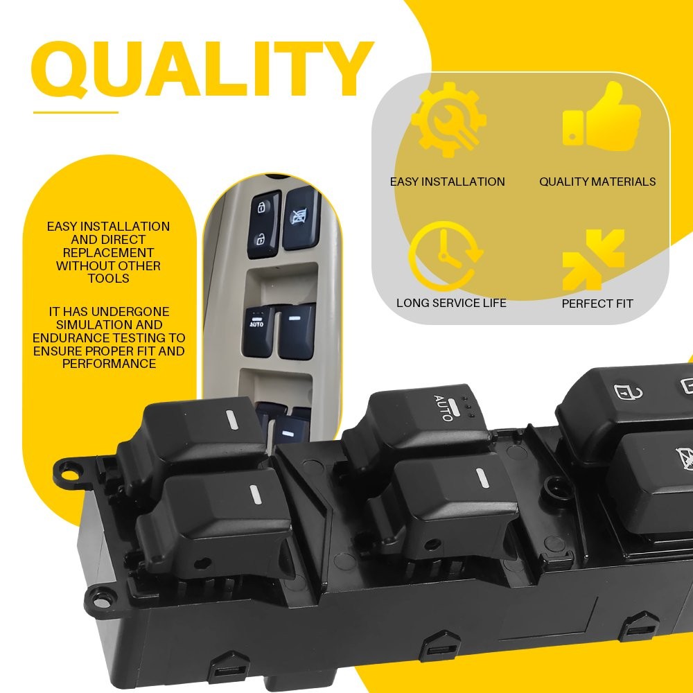 Power Window Control Switch Button Driver Side Front Black For Kia Rio 2012-2015