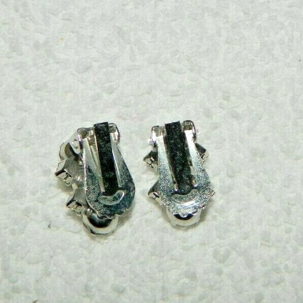 Stacked Clear Rhinestone & Silvertone Clip On Earrings