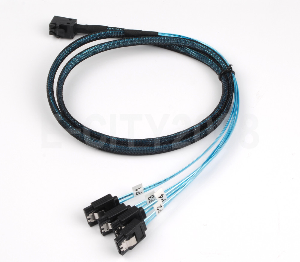 2x Mini SAS SFF-8643 to 4 SATA 7pin hard disk 6Gbps data Server Raid Cable 1m US