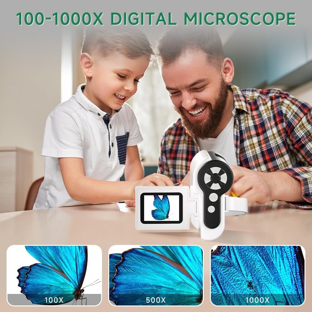 [3-in-1] 1000X Handheld Portable Microscope with 2" LCD Screen