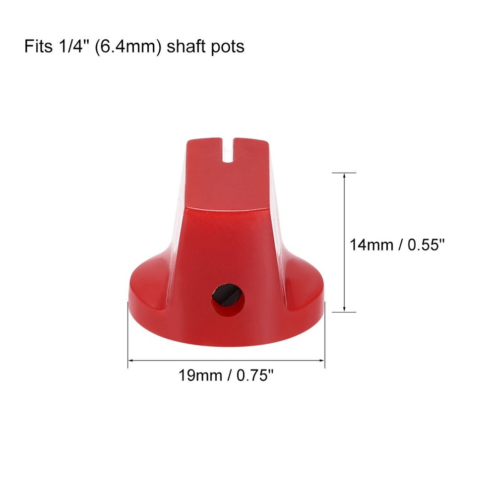 10Pcs 6.4mm Shaft Hole Pedal Knobs Pointer Control Knobs with Set Screw Red