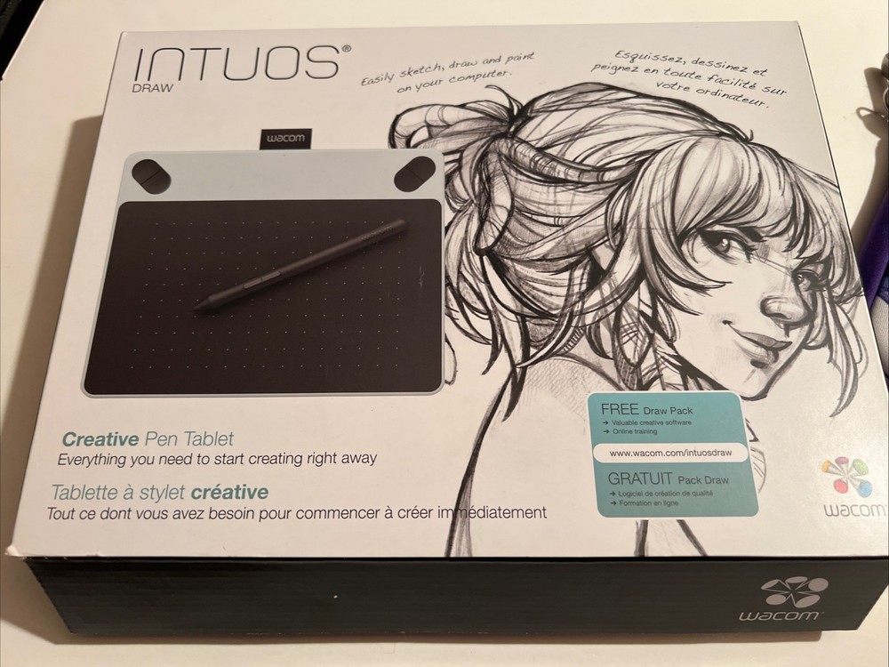 Wacom Intuos Draw CTL490 Creative Pen Digital Drawing Graphics Tablet White Case