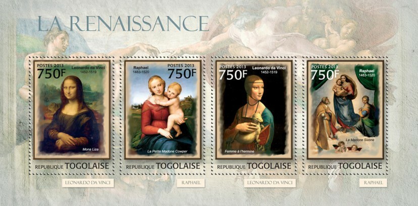 2013 TOGO  MNH. RENAISSANCE   |  Y&T Code: 3048-3051  |  Michel Code: 4633-4636