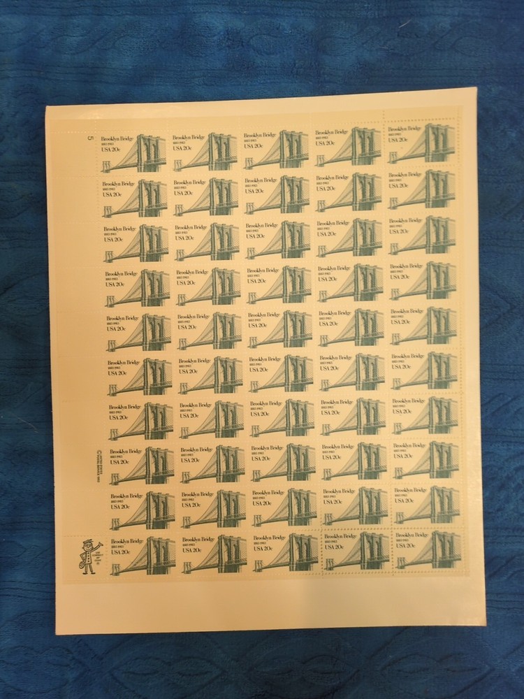 ERROR 1983 Sheet BROOKLYN BRIDGE UNFINISHED BRIDGE Short Transfer MNH