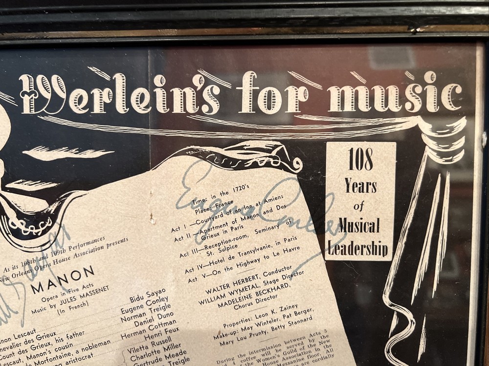 Autograph Program Bidu Sayao & Eugene Conley Manon Opera Singers signed Werleins