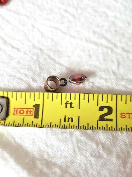 925 Sterling Silver Birthstone Bead Charm Dangle Ruby