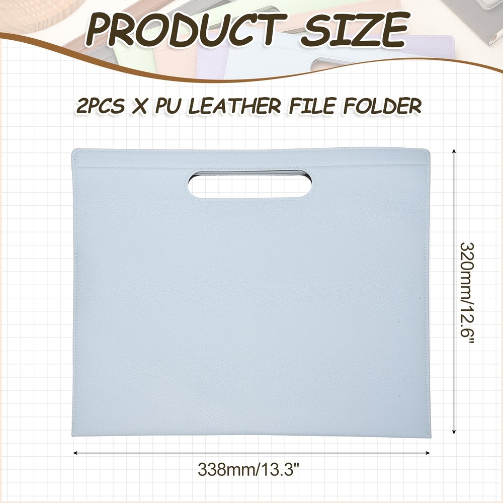 2Pcs PU Leather A4 File Folder with Magnetic Closure, Blue
