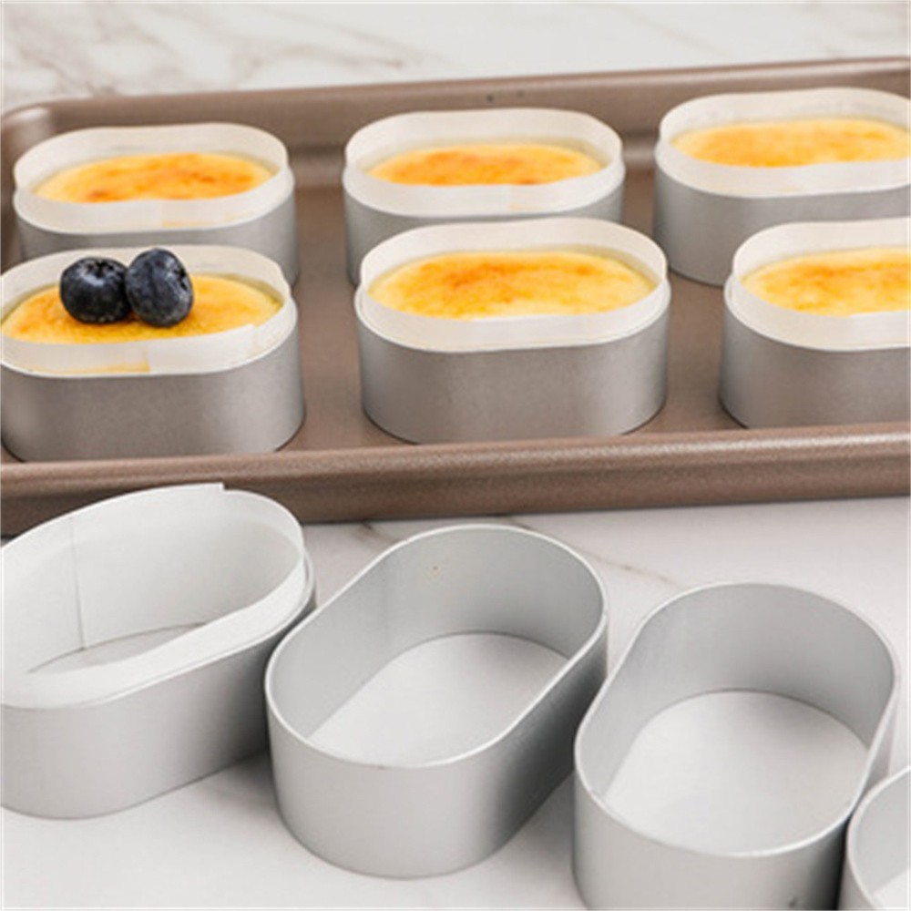 Multi Functional 10PCS Aluminium Oval Egg Shape Cheese Cake Rings Baking Molds