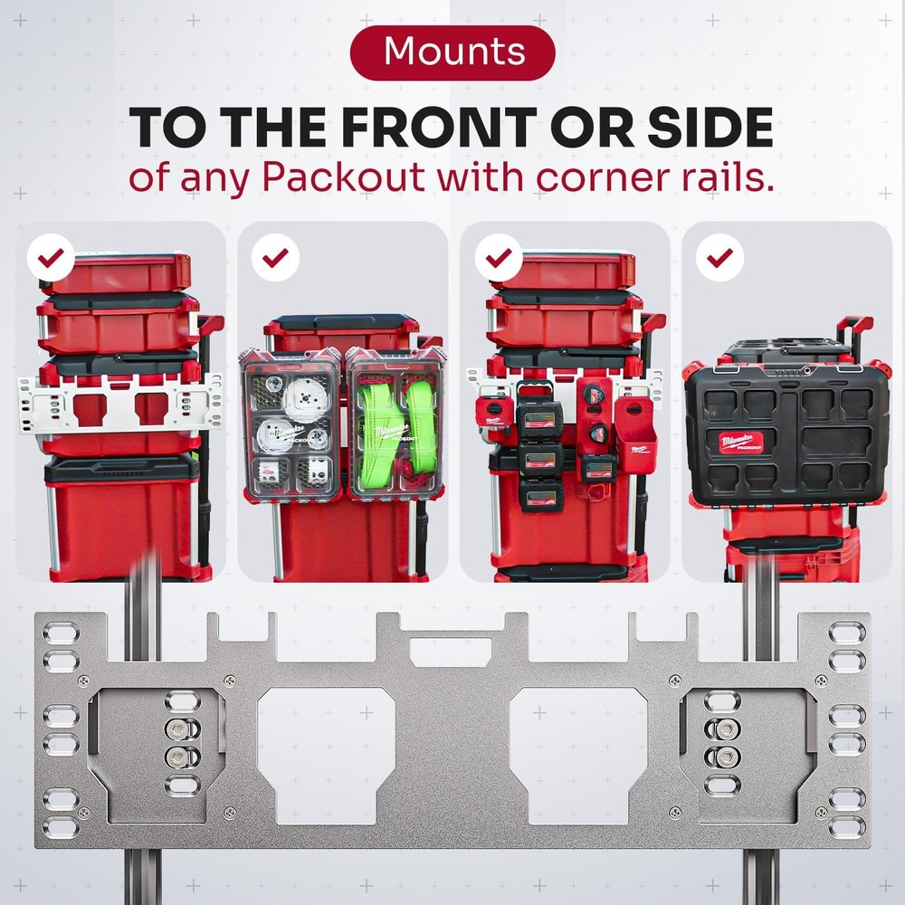Alpha Engineered Front Packout Mounting Plate Compatible with Milwaukee Packout