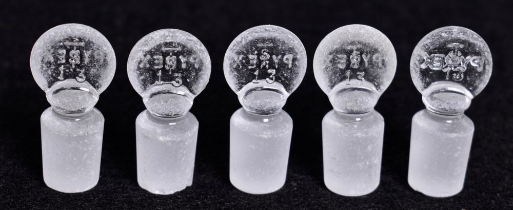 5 Count Pyrex # 13 Penny Head Glass Stoppers
