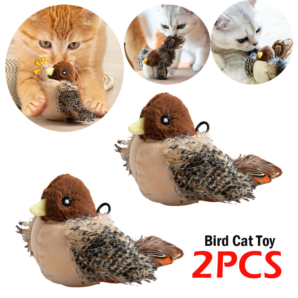 2PCS Bird Cat Toy Simulated Chirping Bird Interactive Cat Toy