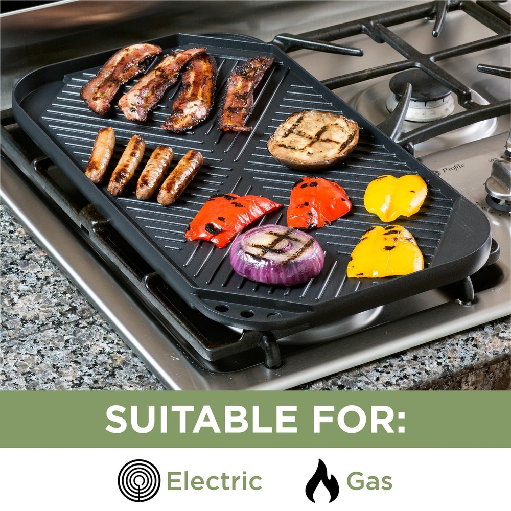 Reversible Double Burner Griddle Grill Pan Nonstick