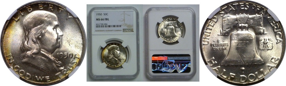 1950 Franklin Half Dollar   NGC MS-66 FBL