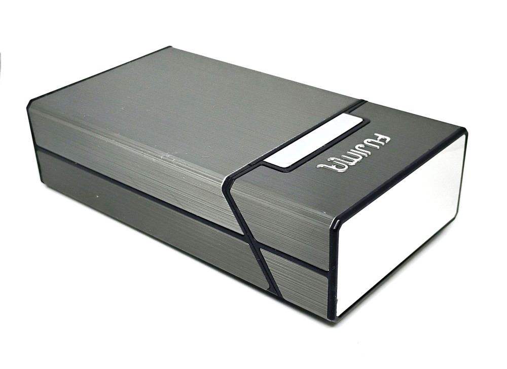 Fujima Grey 100s Size Metal Lined Outside Plastic Cigarette Case